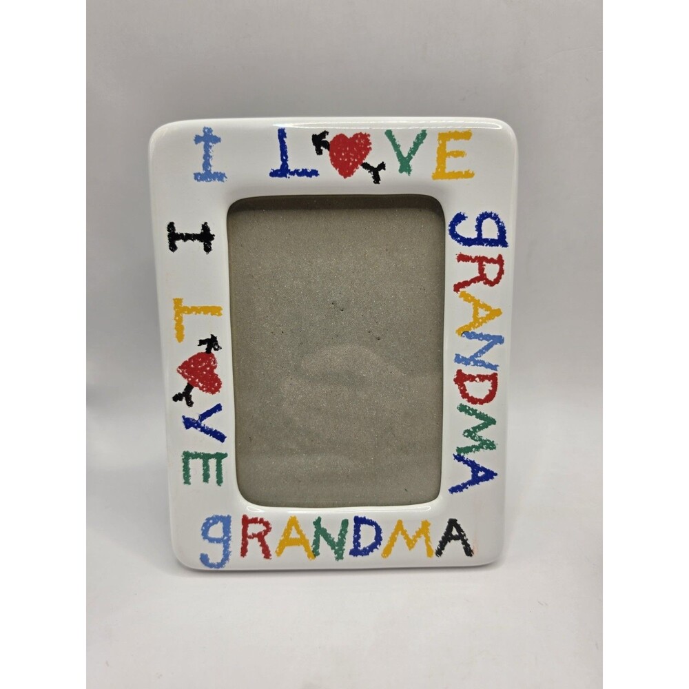 Vintage 1988 I Love Grandma Ceramic Picture Frame 3.5 X 5" Photo